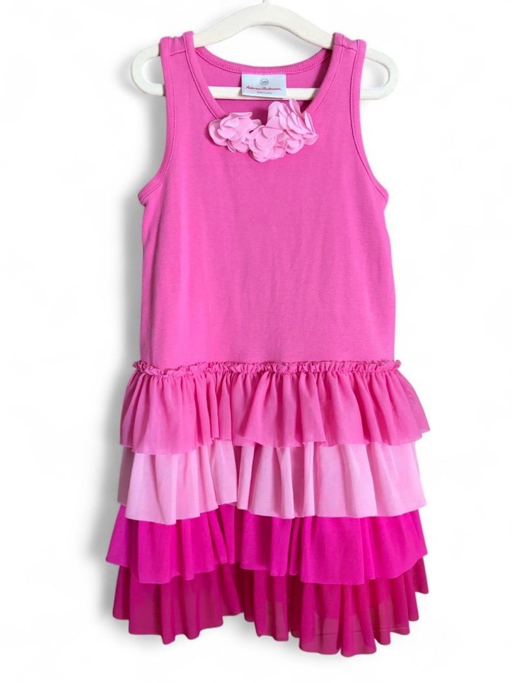 4T Hanna Andersson Pink Tulle Ombre Tank Top Dress  Little Girls Excellent